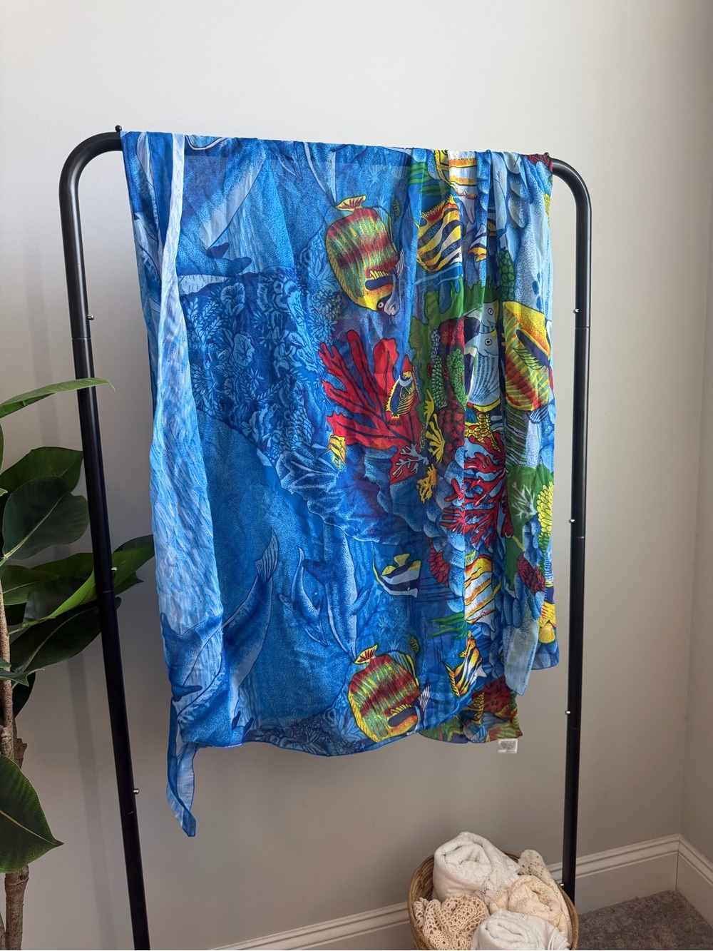 Blue Tropical Fish Print Scarf/Wrap